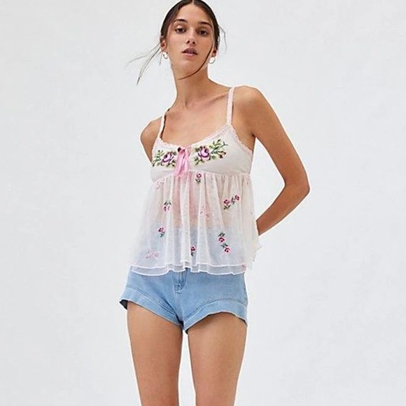 Kimchi Blue Faith Embroidered Babydoll Tank Top - Picture 3 of 8